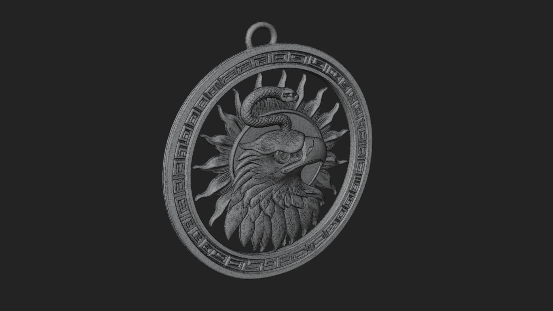 Falcon Head Oval Relief Plaque Design 1 3D Print Model 3D Model