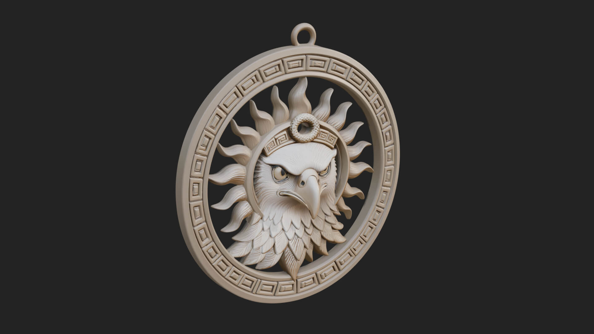 Falcon Head Oval Relief Plaque Design 2 3D Print Model 3D Model
