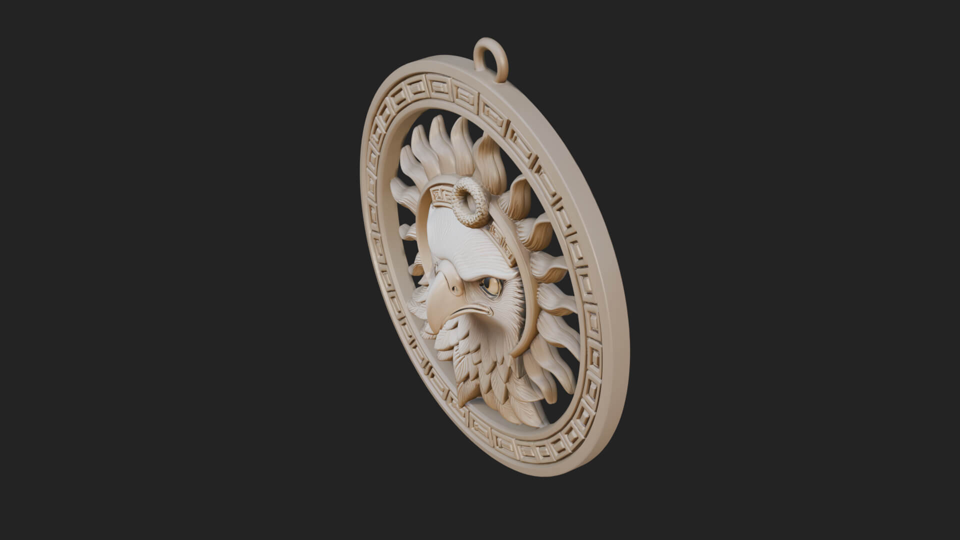 Falcon Head Oval Relief Plaque Design 2 3D Print Model 3D Model