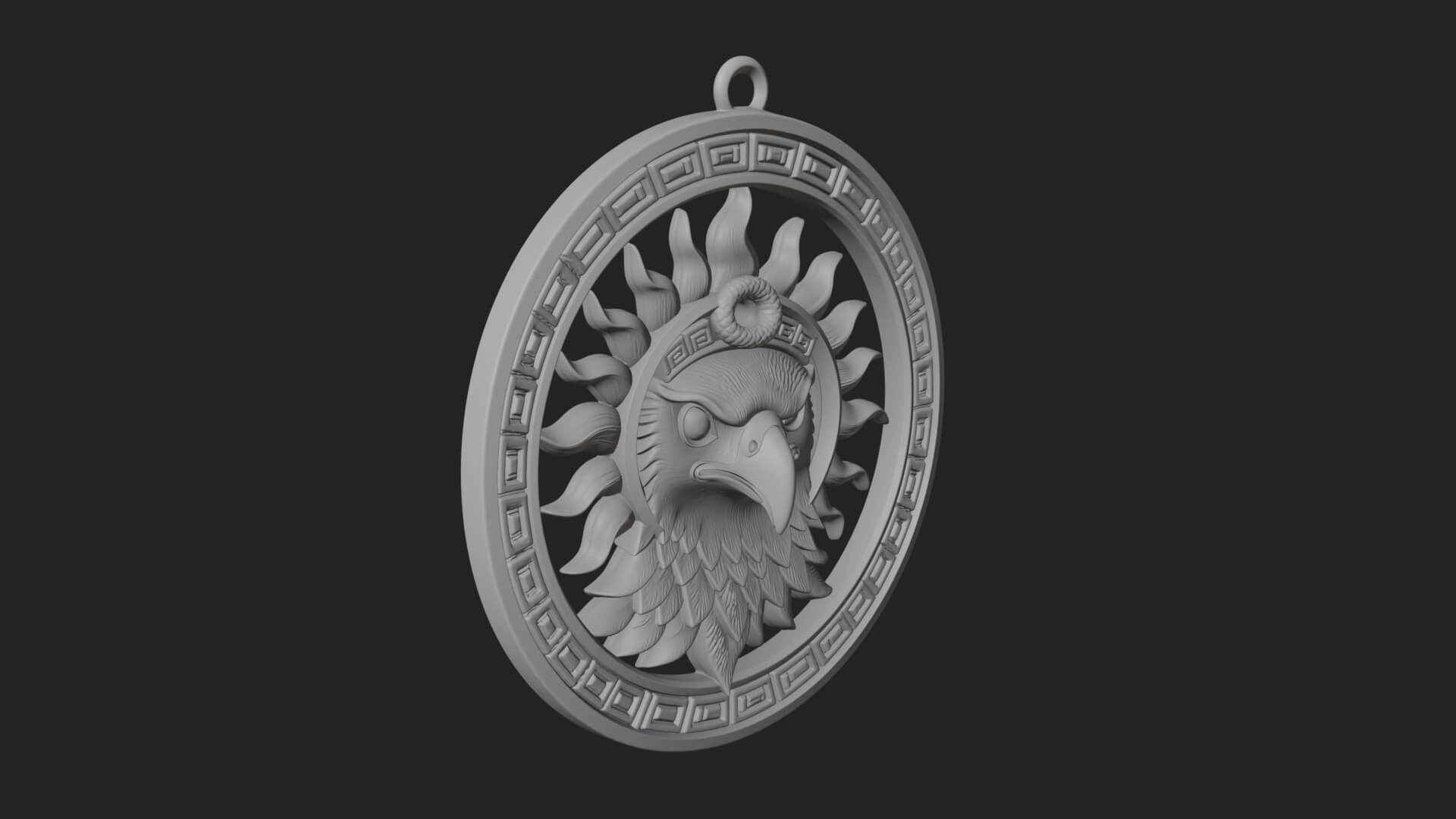 Falcon Head Oval Relief Plaque Design 2 3D Print Model 3D Model