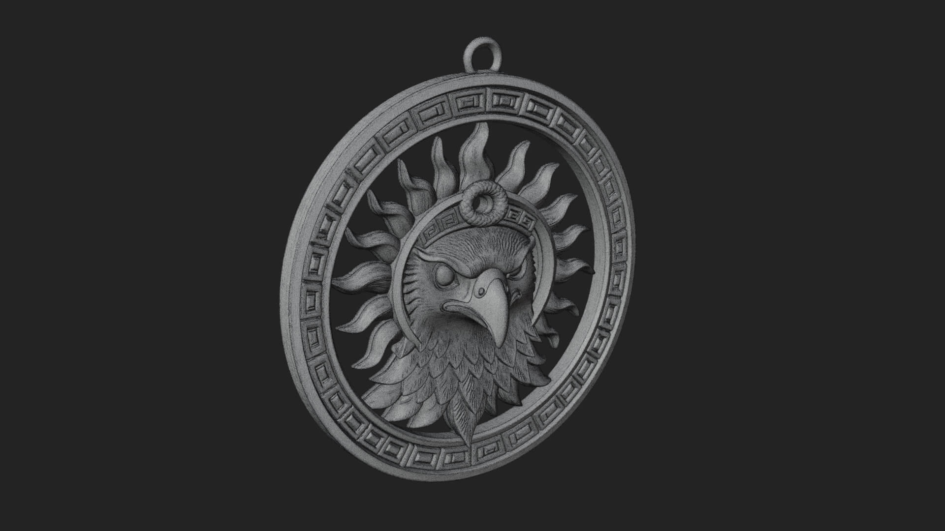 Falcon Head Oval Relief Plaque Design 2 3D Print Model 3D Model