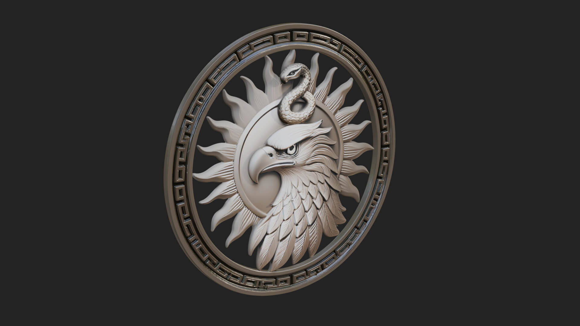 Falcon Head Oval Relief Plaque Design 3 3D Print Model 3D Model