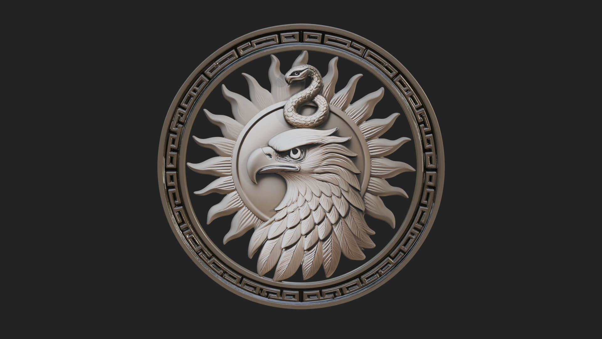 Falcon Head Oval Relief Plaque Design 3 3D Print Model 3D Model