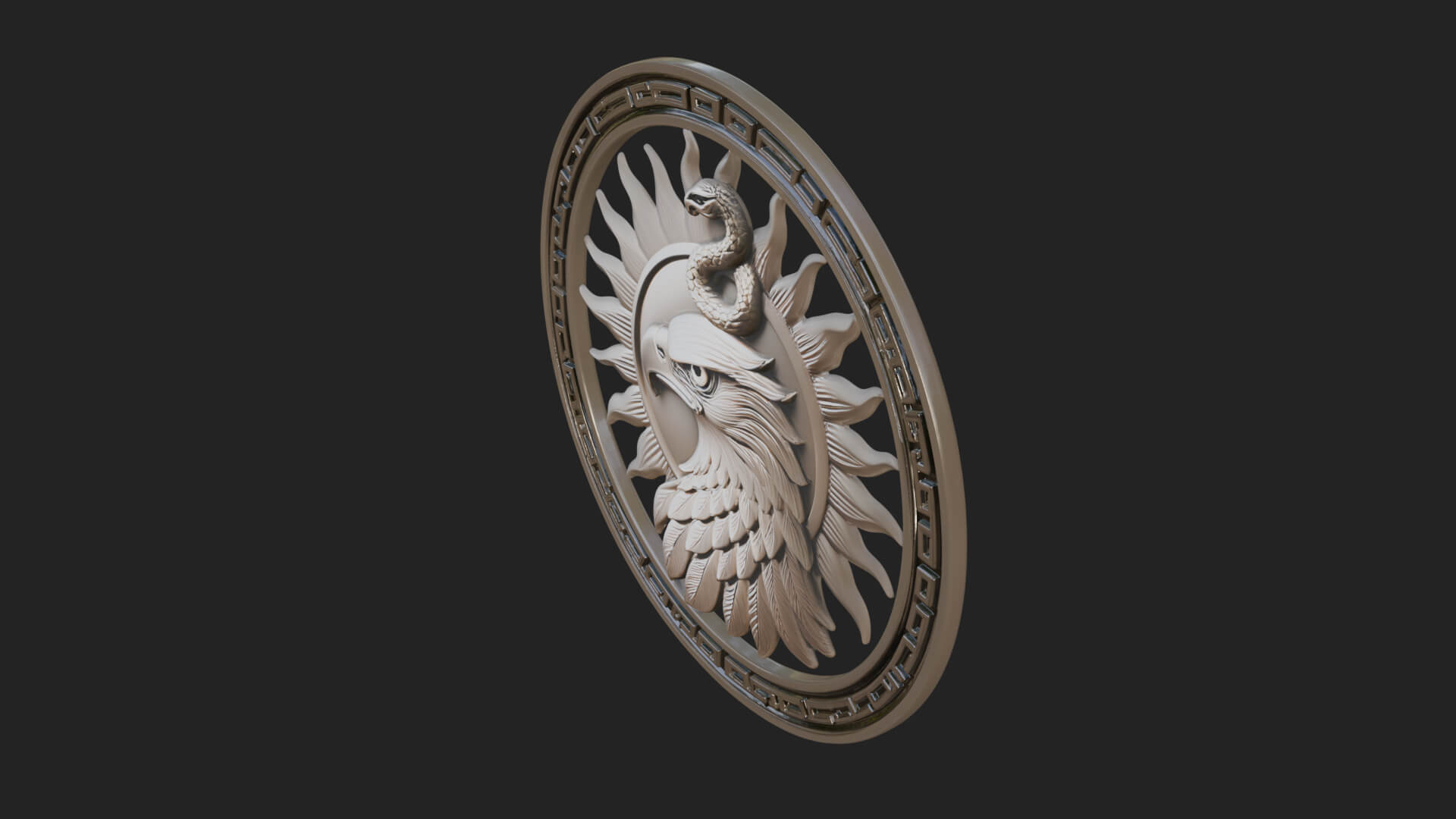 Falcon Head Oval Relief Plaque Design 3 3D Print Model 3D Model