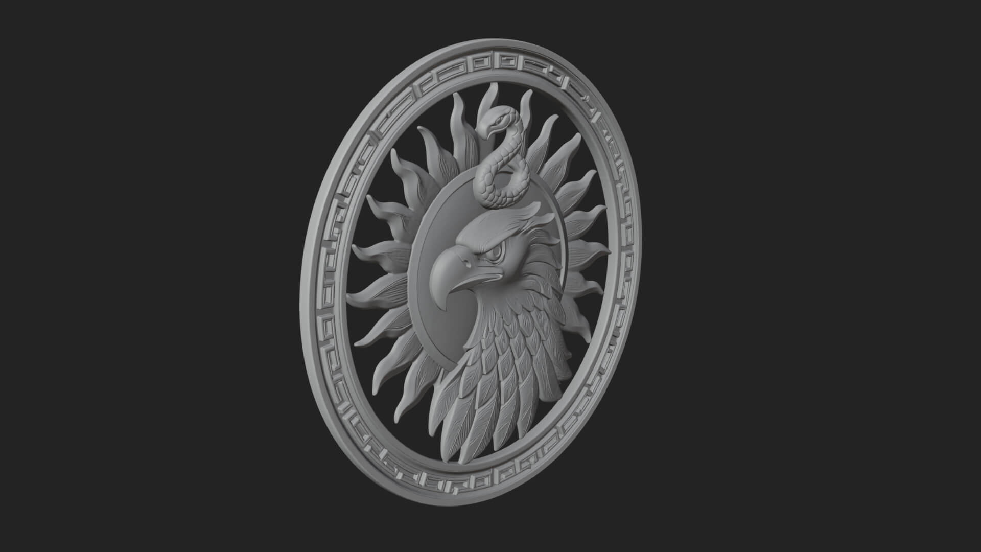 Falcon Head Oval Relief Plaque Design 3 3D Print Model 3D Model