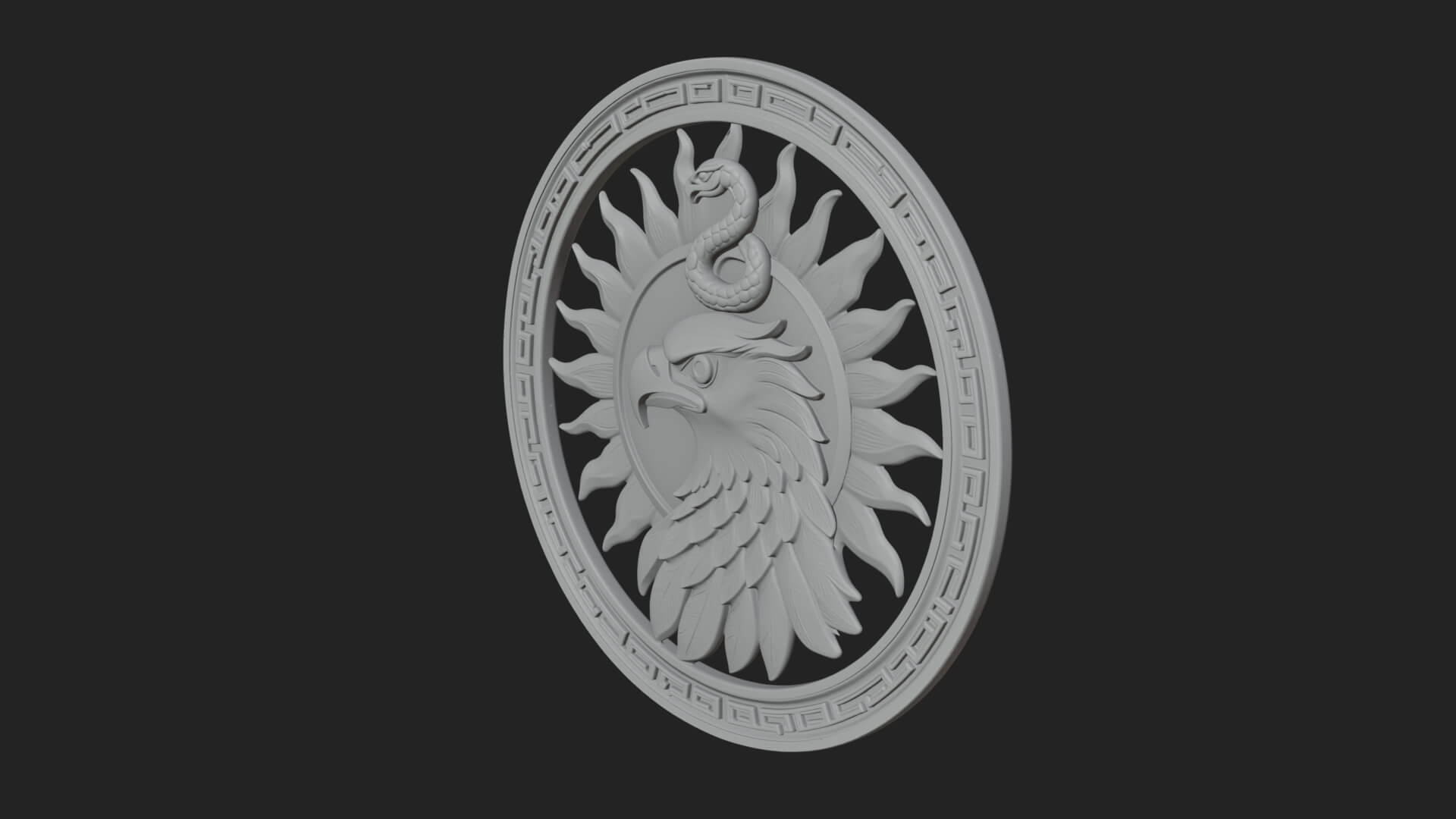 Falcon Head Oval Relief Plaque Design 3 3D Print Model 3D Model