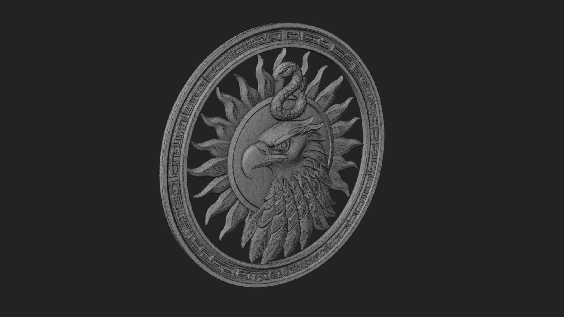 Falcon Head Oval Relief Plaque Design 3 3D Print Model 3D Model