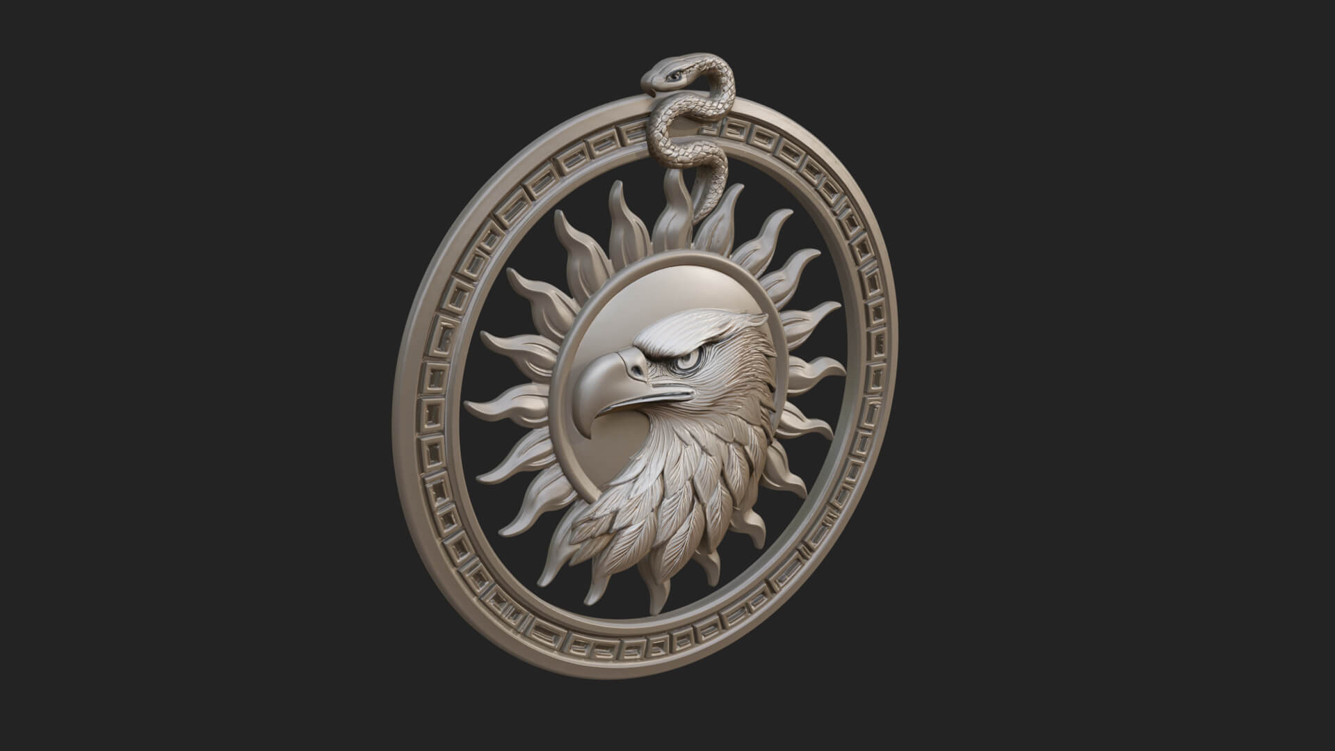 Falcon Head Oval Relief Plaque Design 4 3D Print Model 3D Model