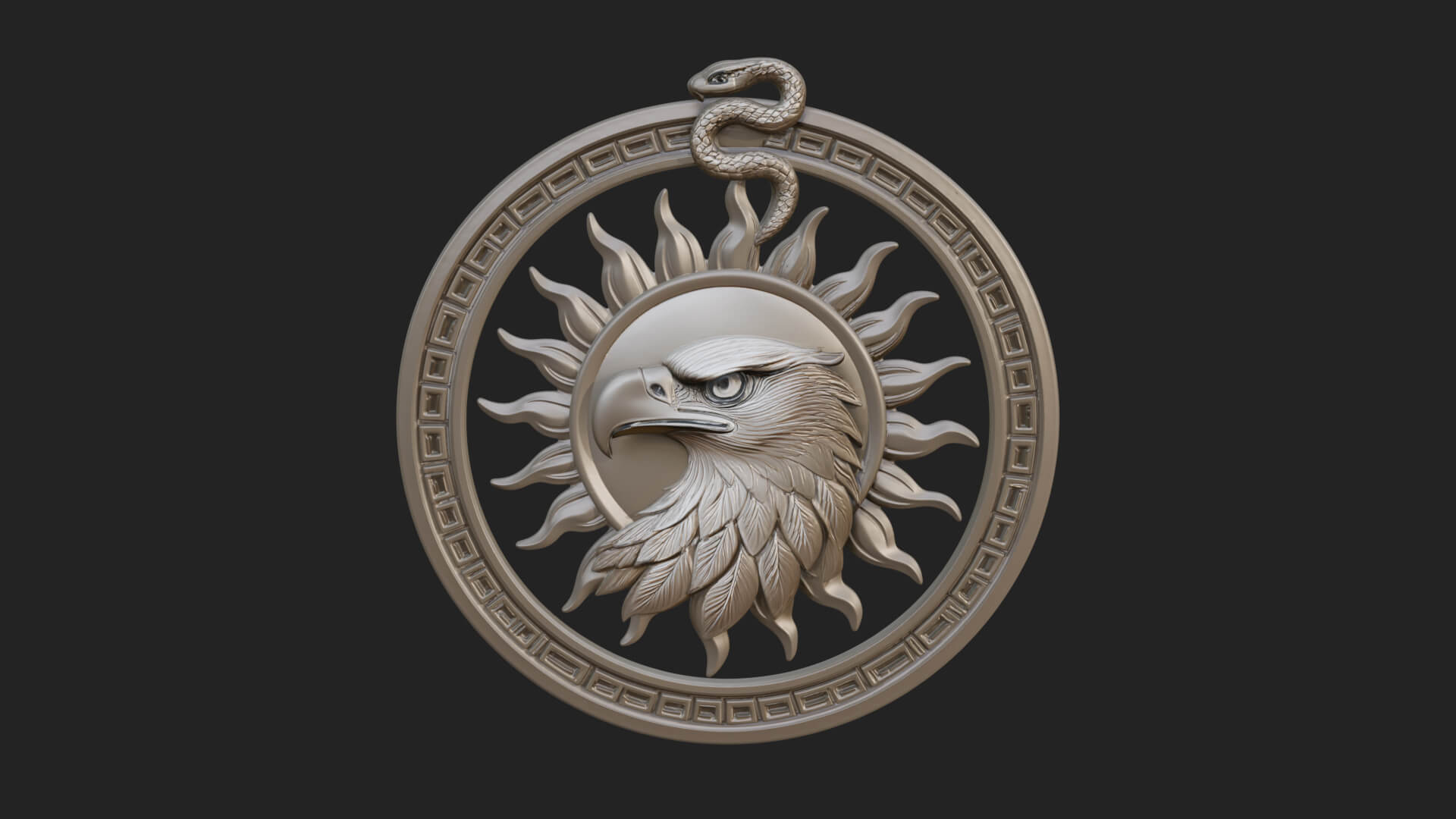 Falcon Head Oval Relief Plaque Design 4 3D Print Model 3D Model