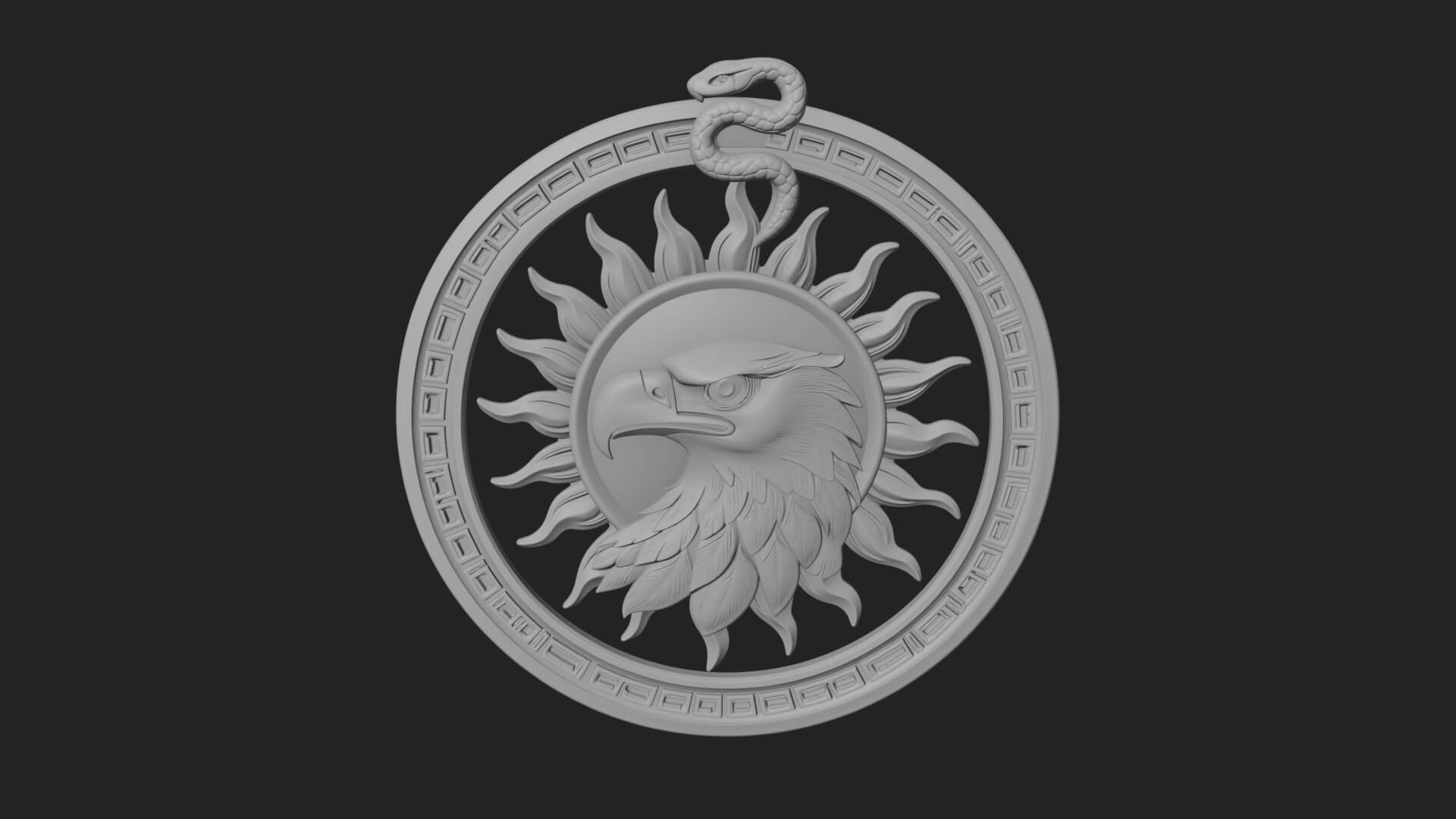 Falcon Head Oval Relief Plaque Design 4 3D Print Model 3D Model