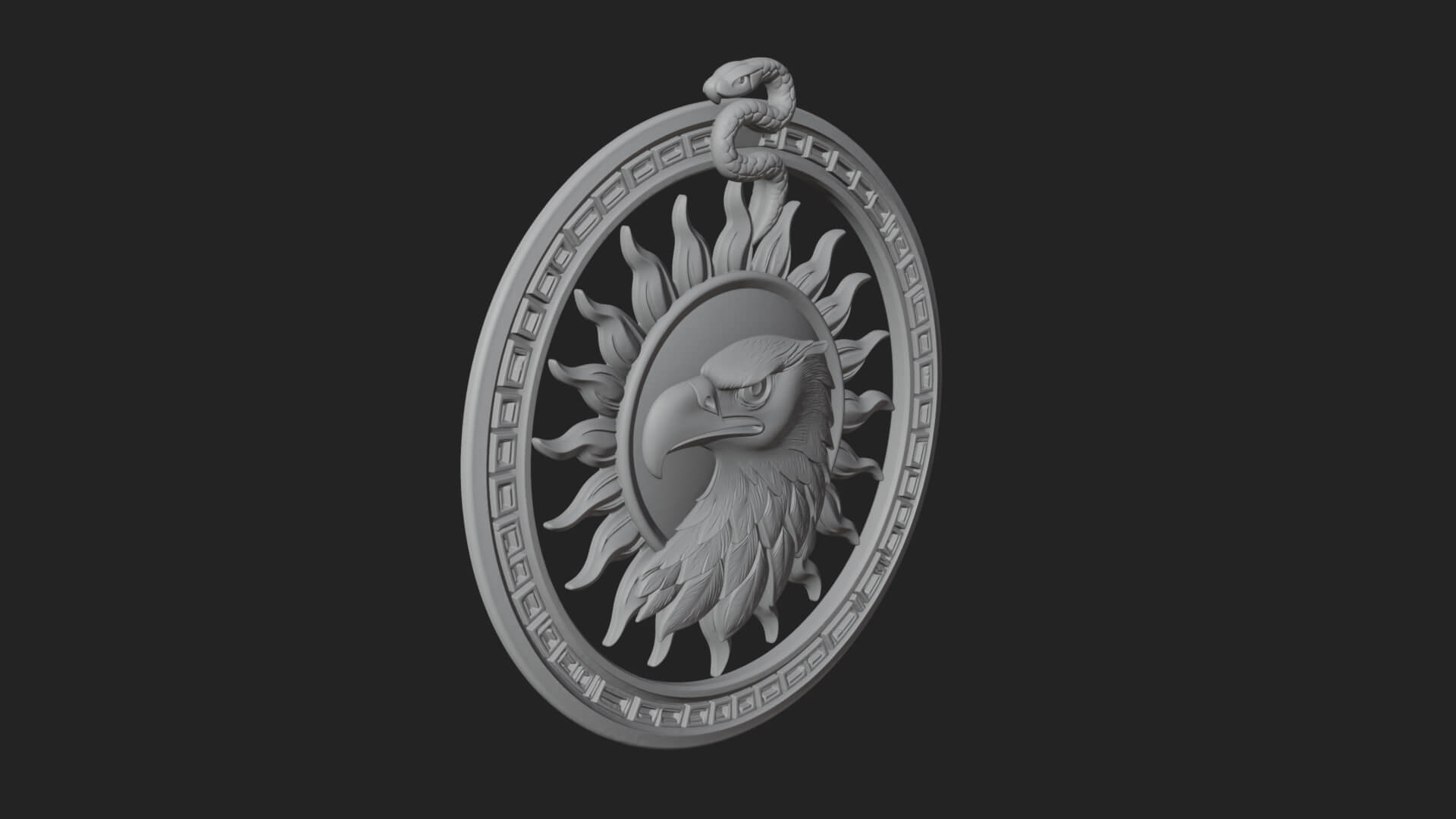 Falcon Head Oval Relief Plaque Design 4 3D Print Model 3D Model