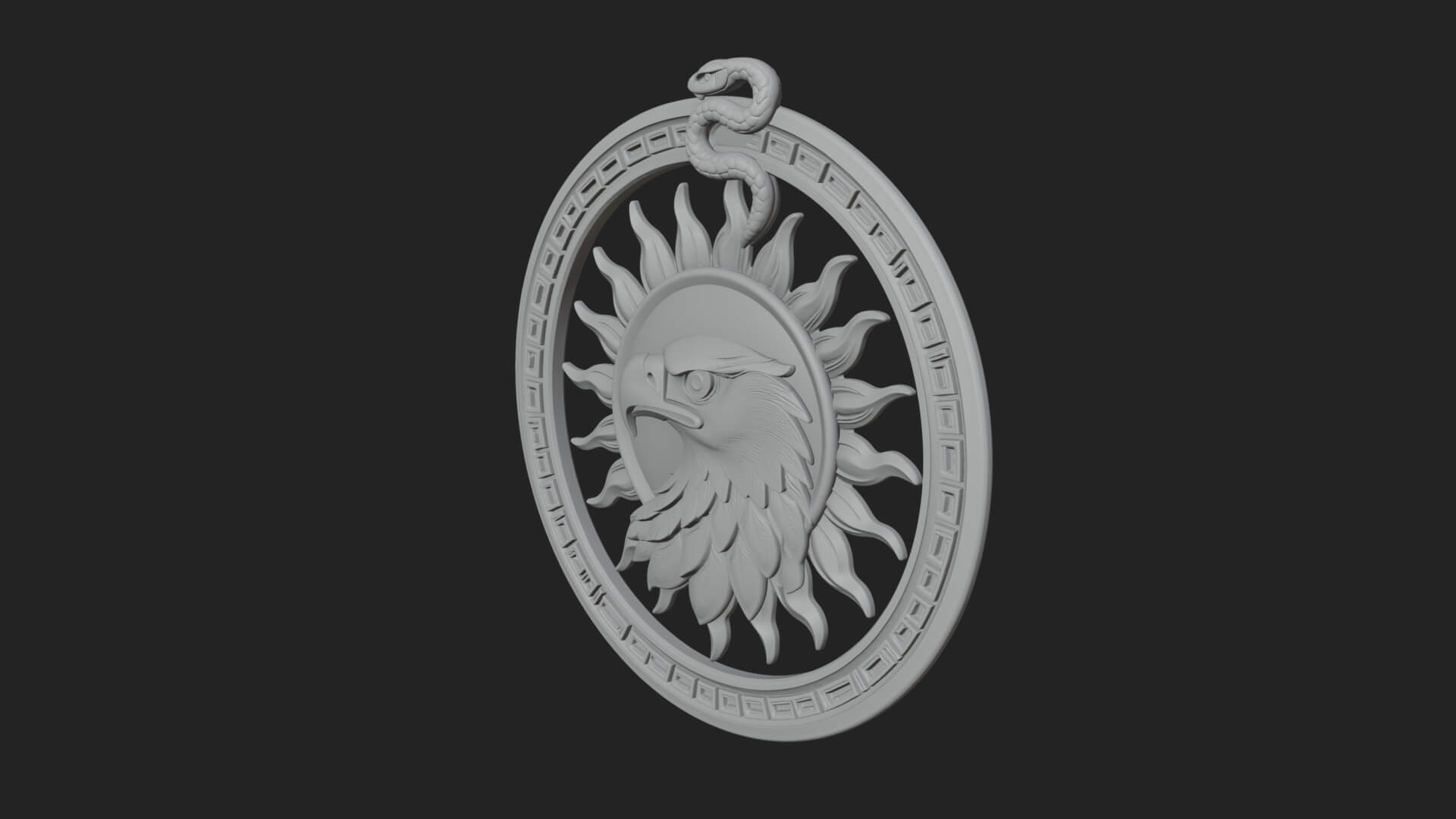 Falcon Head Oval Relief Plaque Design 4 3D Print Model 3D Model