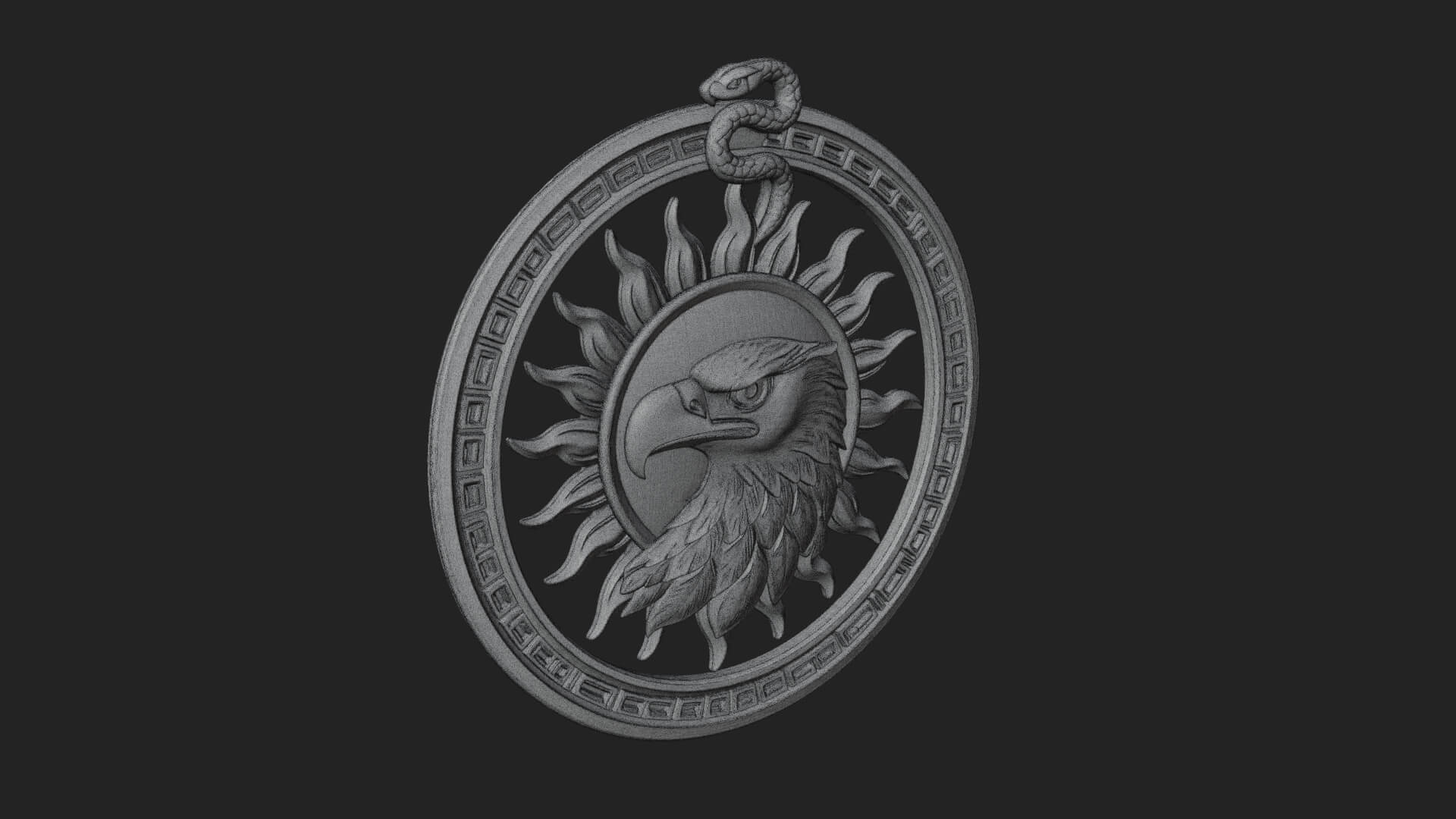 Falcon Head Oval Relief Plaque Design 4 3D Print Model 3D Model