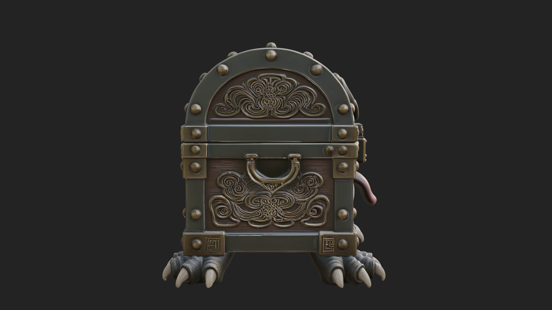 Fanged Mimic Chest Statue Design 1 3D Print Model 3D Model