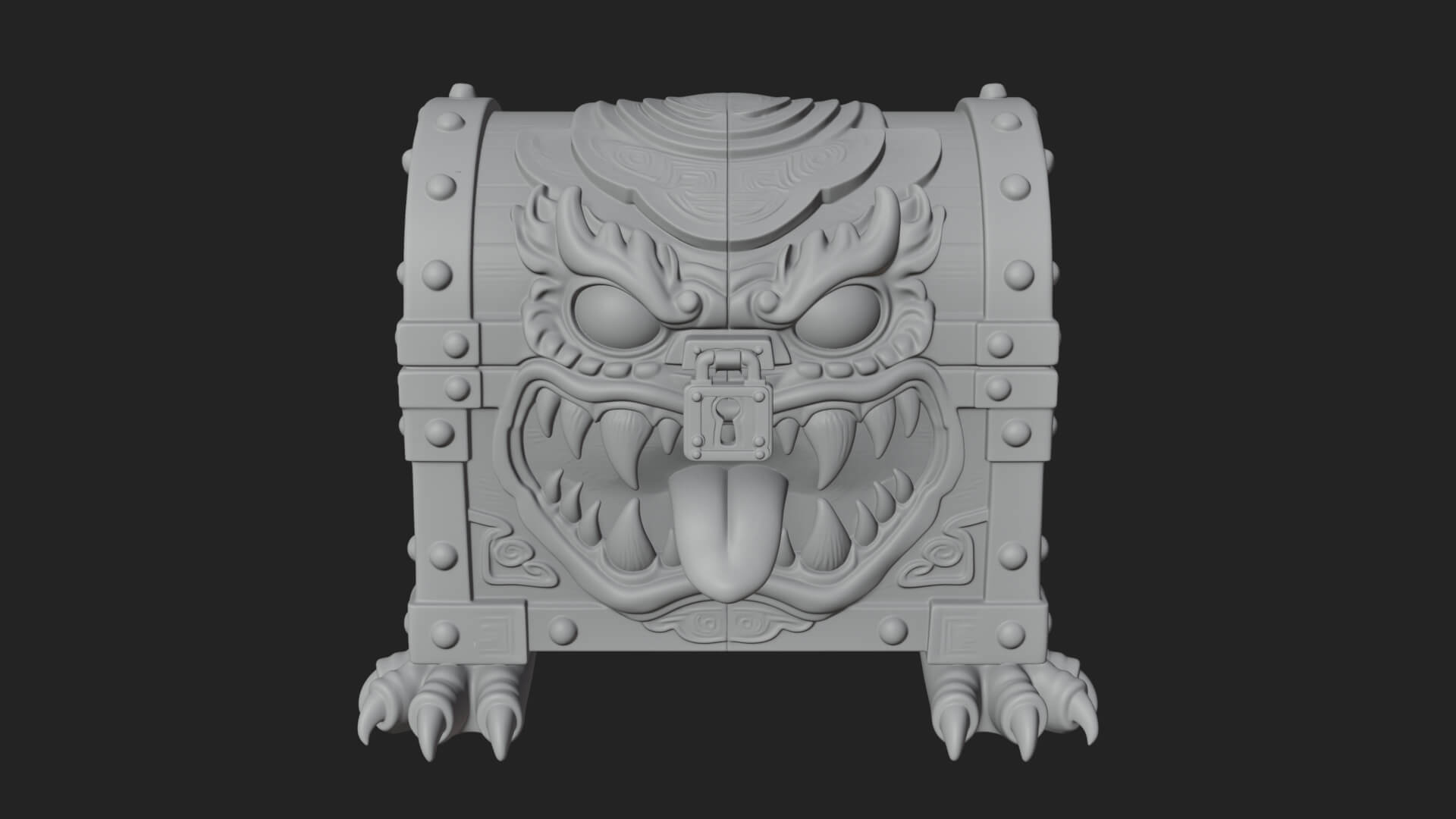 Fanged Mimic Chest Statue Design 1 3D Print Model 3D Model