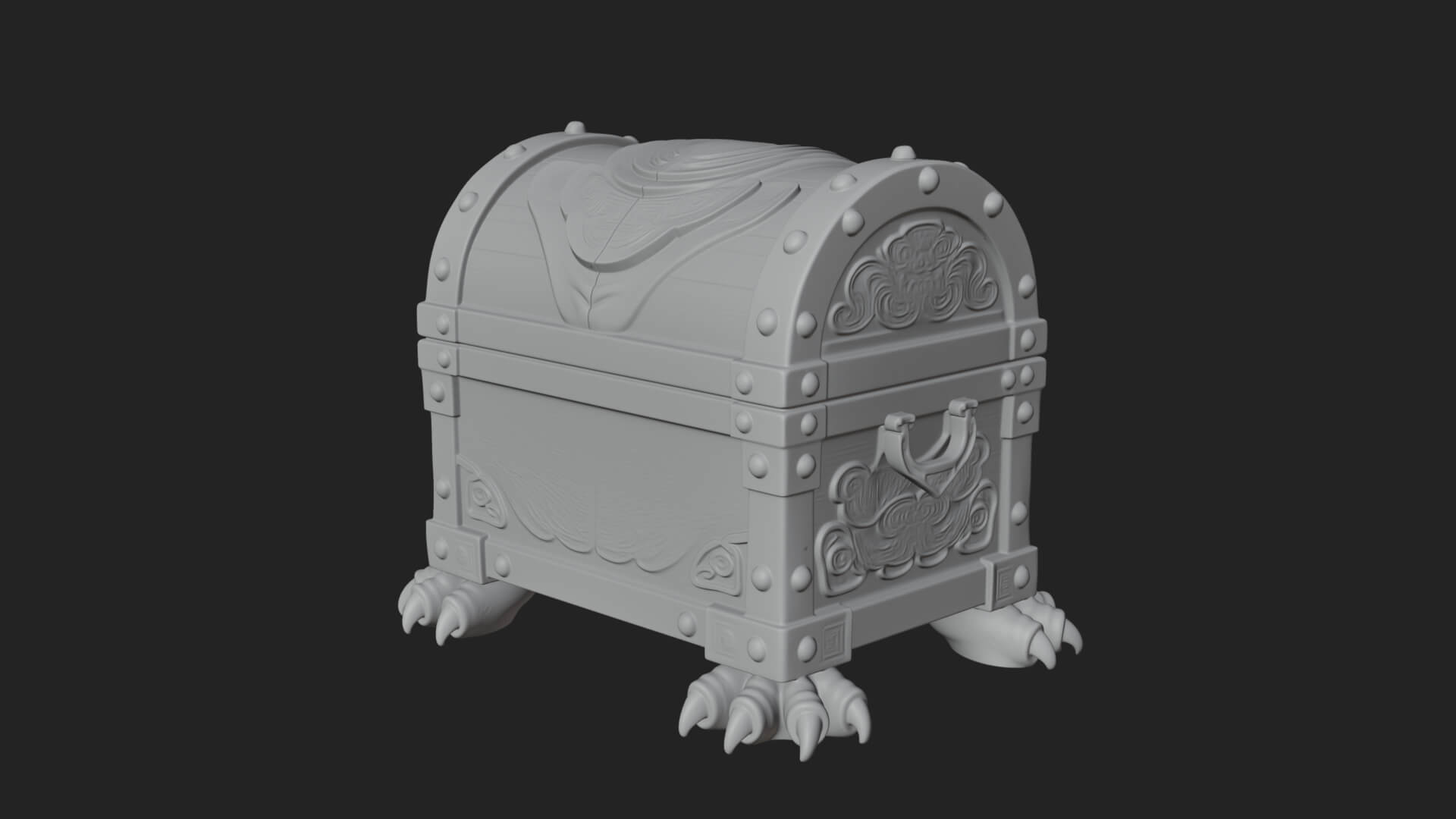 Fanged Mimic Chest Statue Design 1 3D Print Model 3D Model