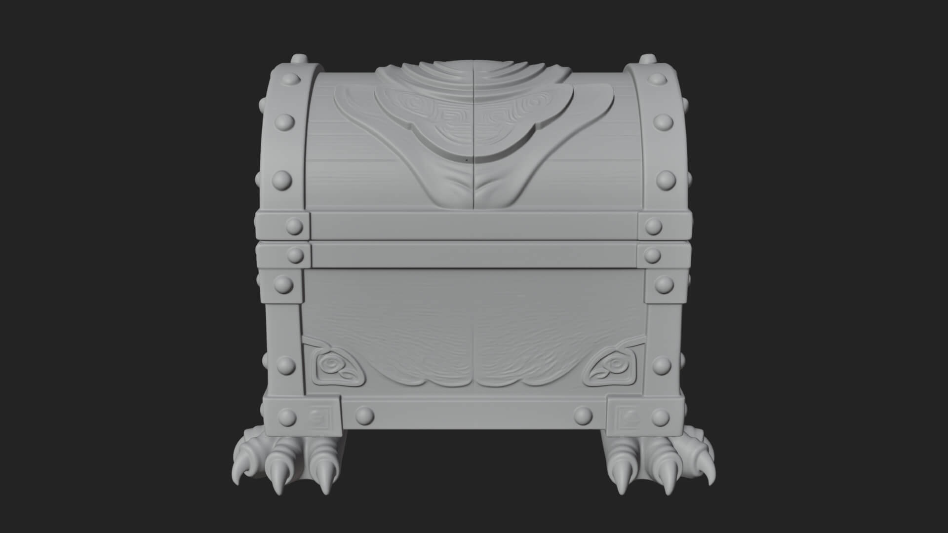 Fanged Mimic Chest Statue Design 1 3D Print Model 3D Model