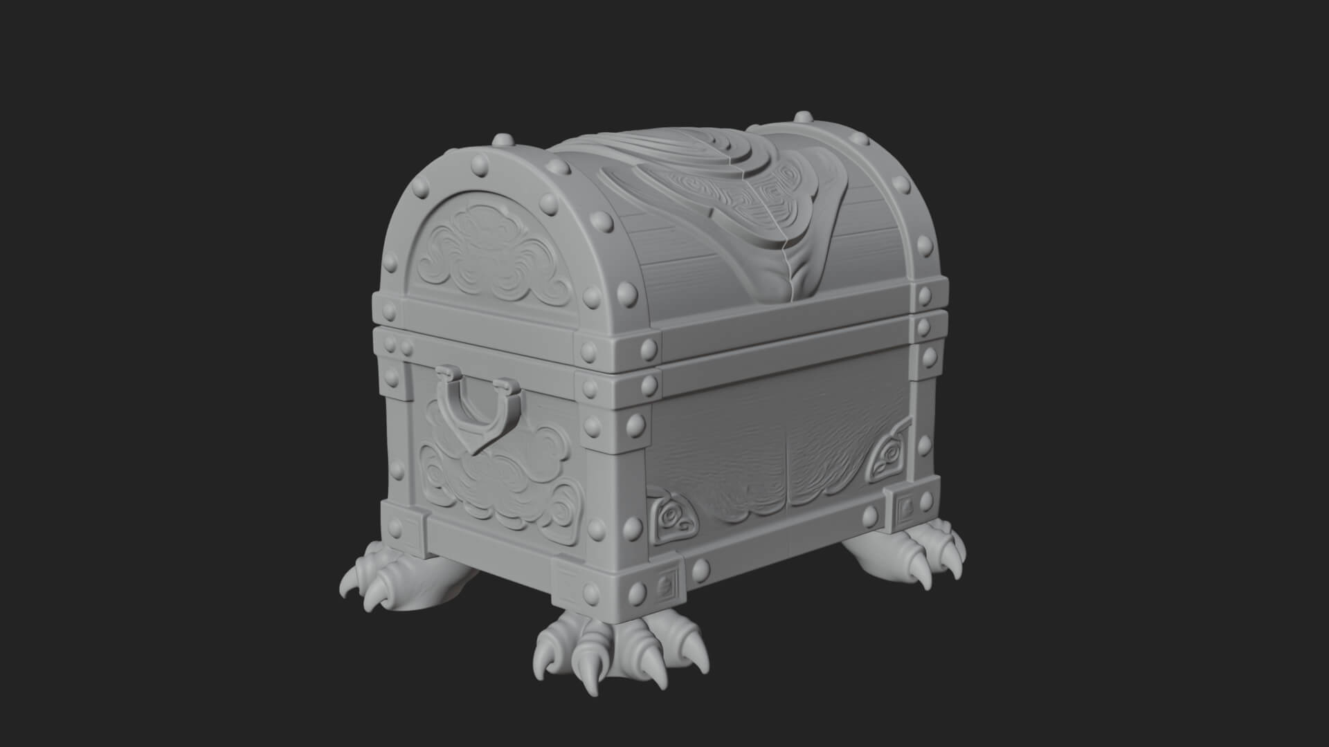 Fanged Mimic Chest Statue Design 1 3D Print Model 3D Model