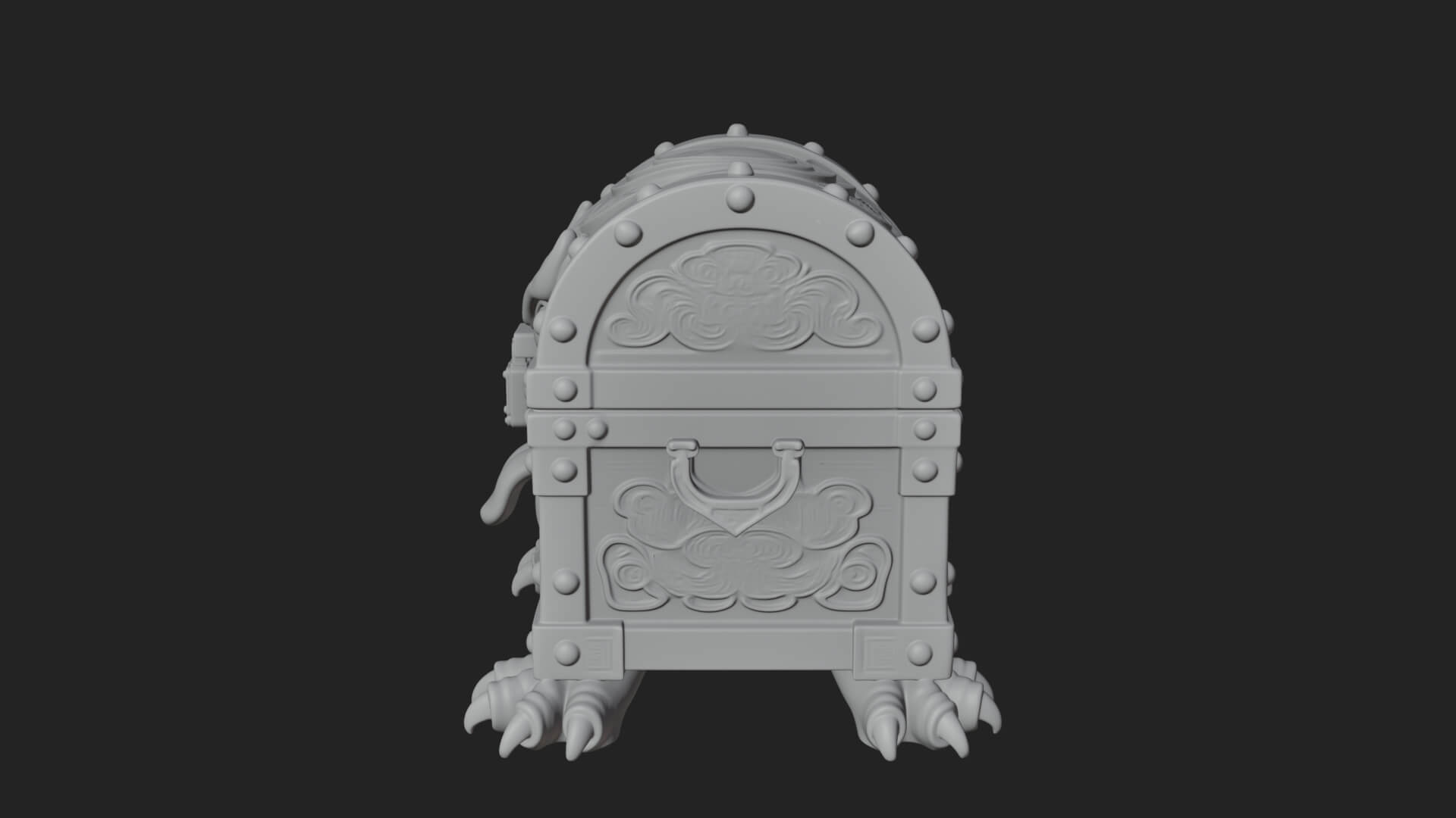Fanged Mimic Chest Statue Design 1 3D Print Model 3D Model