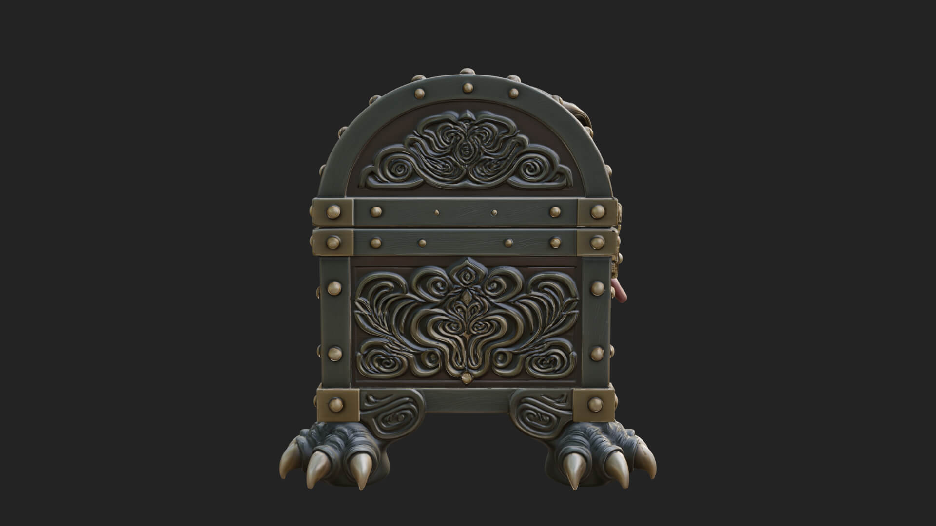 Fanged Mimic Chest Statue Design 2 3D Print Model 3D Model