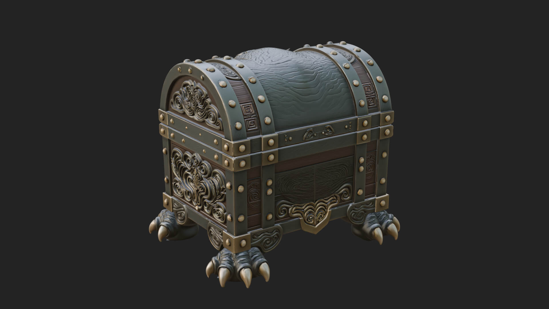 Fanged Mimic Chest Statue Design 2 3D Print Model 3D Model