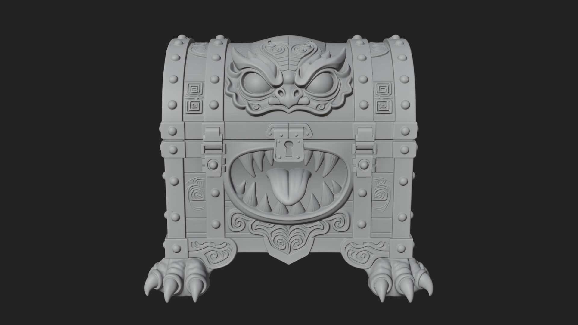 Fanged Mimic Chest Statue Design 2 3D Print Model 3D Model