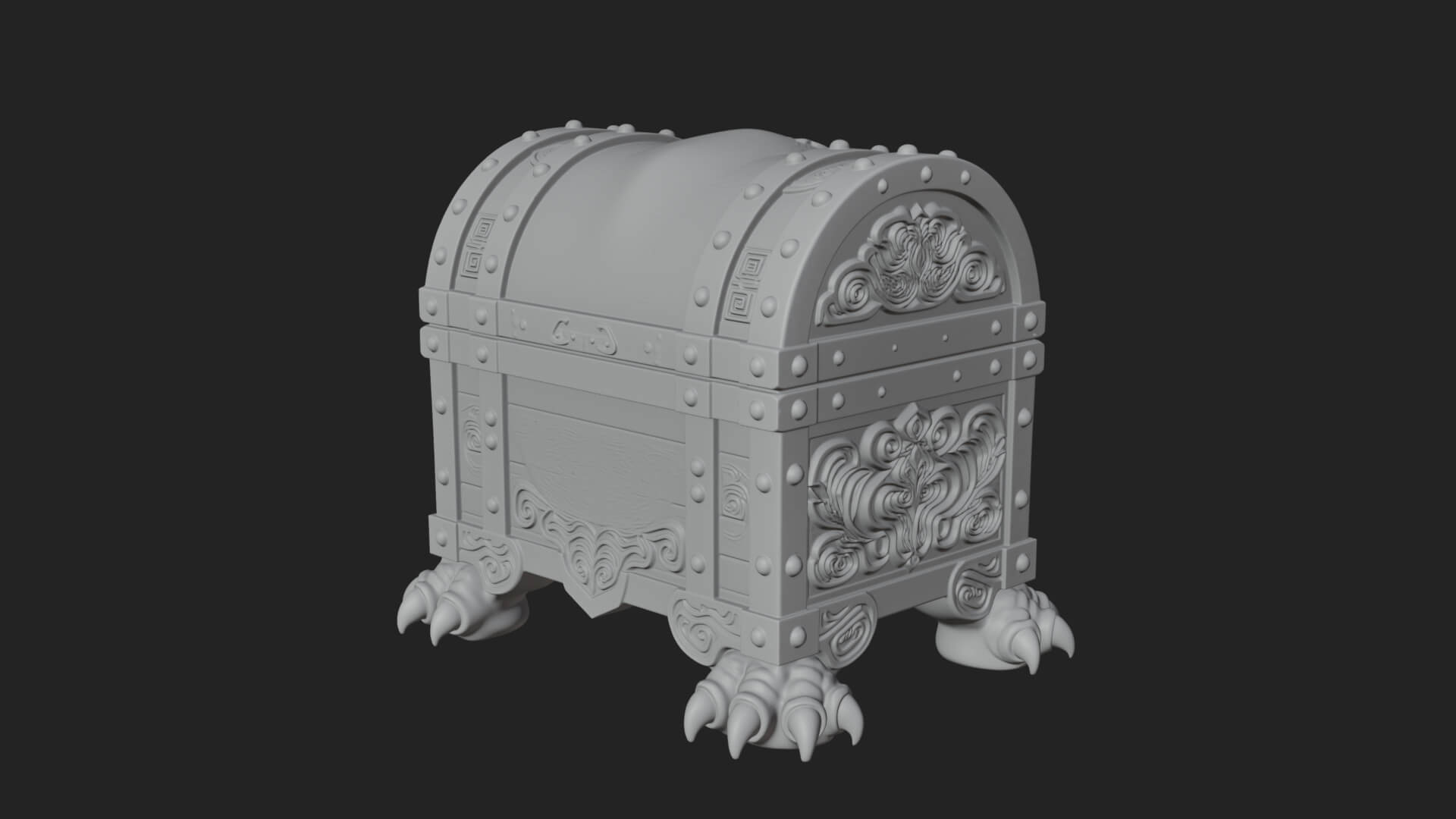 Fanged Mimic Chest Statue Design 2 3D Print Model 3D Model