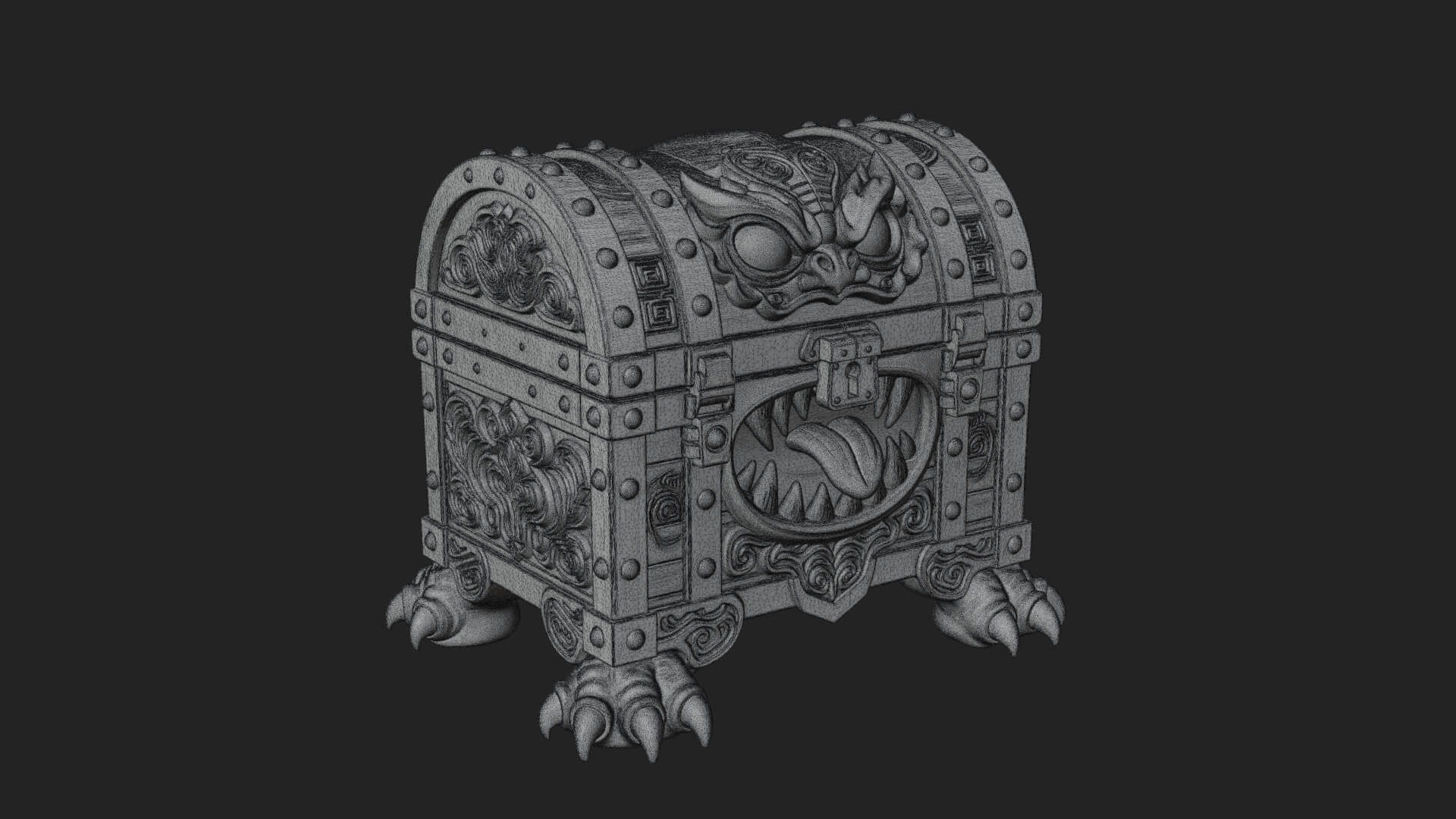 Fanged Mimic Chest Statue Design 2 3D Print Model 3D Model