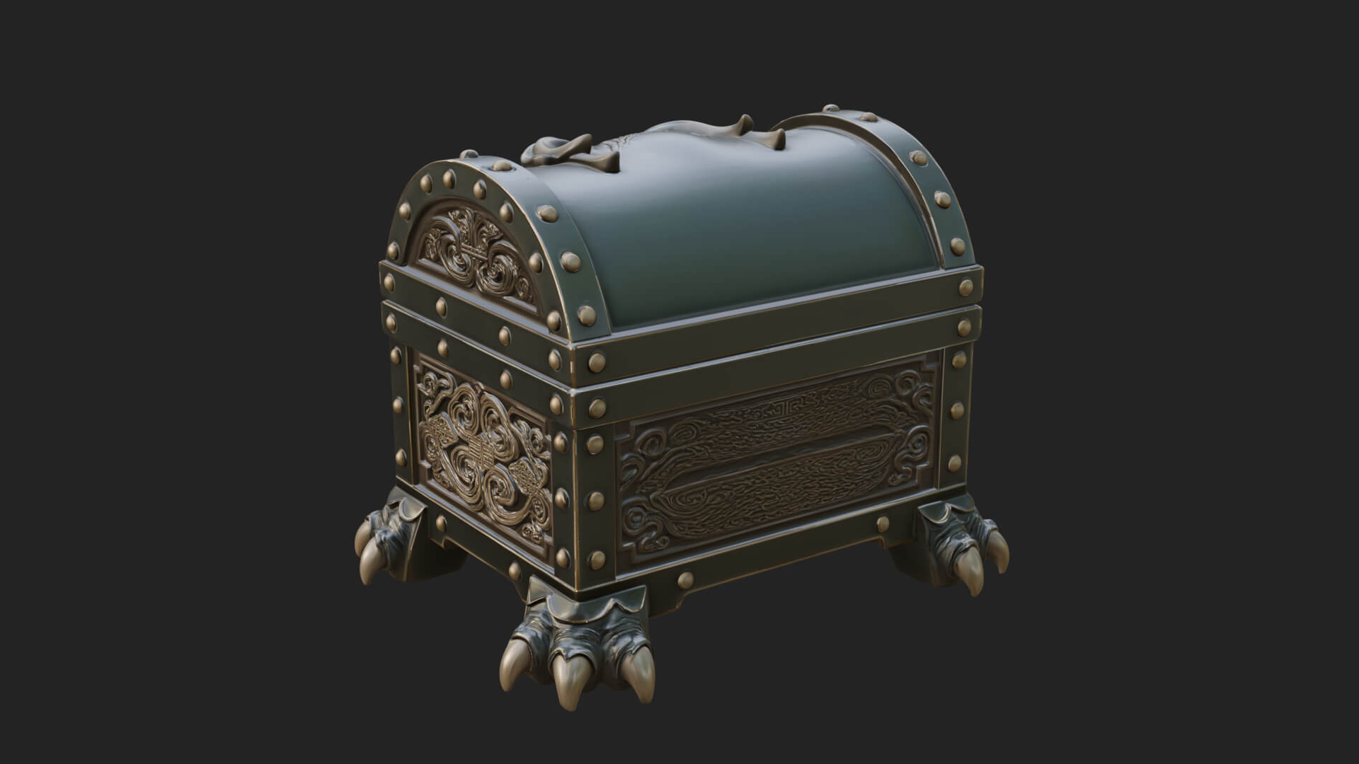 Fanged Mimic Chest Statue Design 3 3D Print Model 3D Model