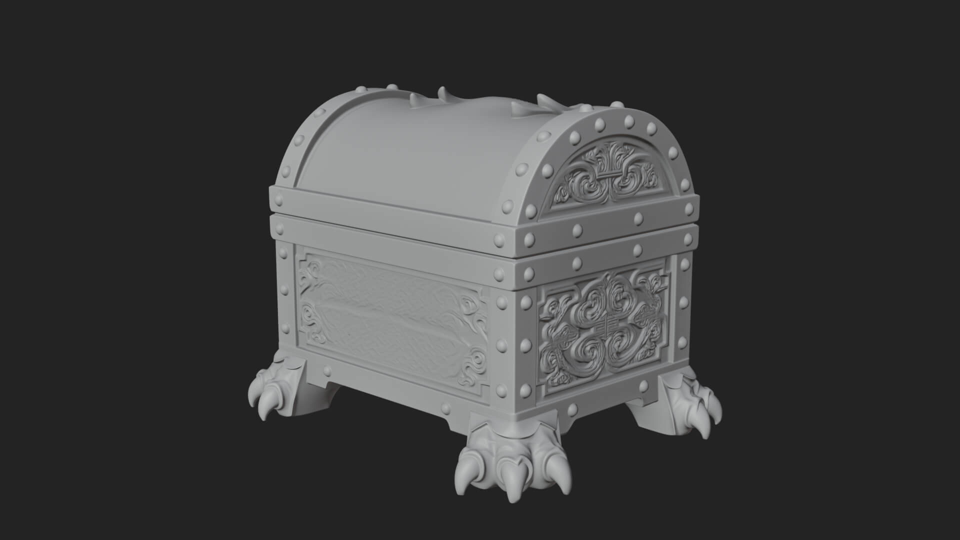 Fanged Mimic Chest Statue Design 3 3D Print Model 3D Model