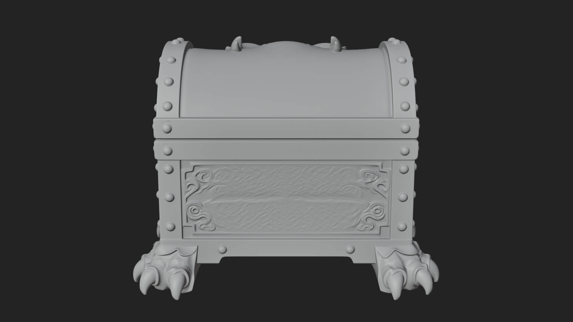 Fanged Mimic Chest Statue Design 3 3D Print Model 3D Model