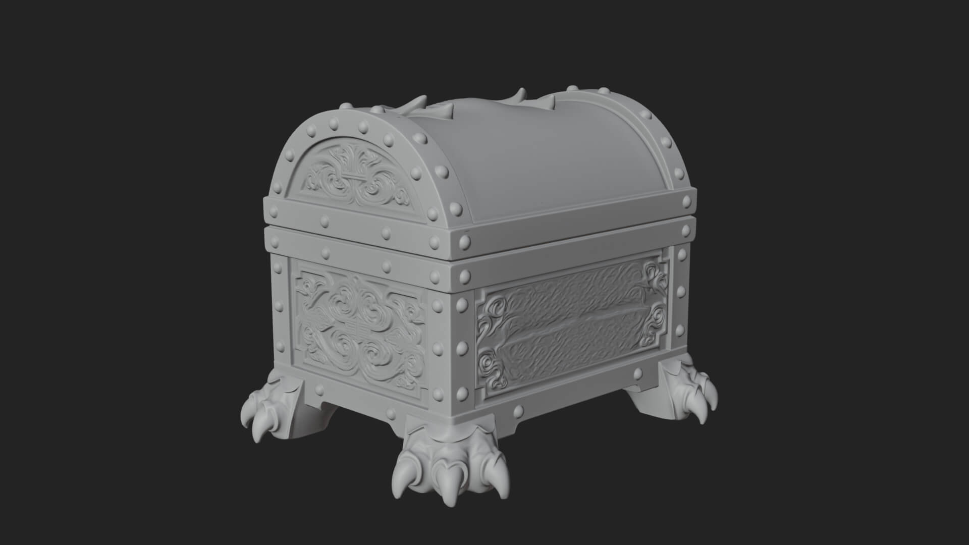 Fanged Mimic Chest Statue Design 3 3D Print Model 3D Model