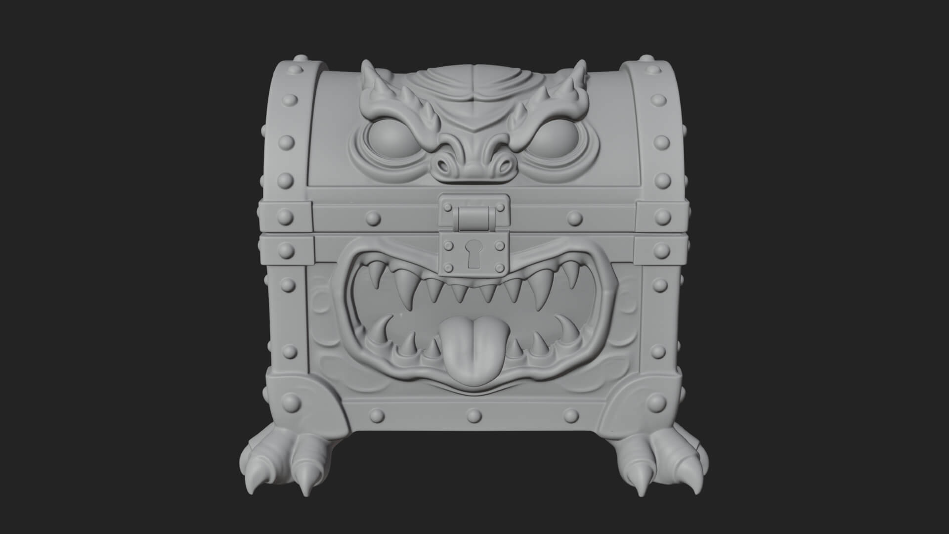 Fanged Mimic Chest Statue Design 4 3D Print Model 3D Model