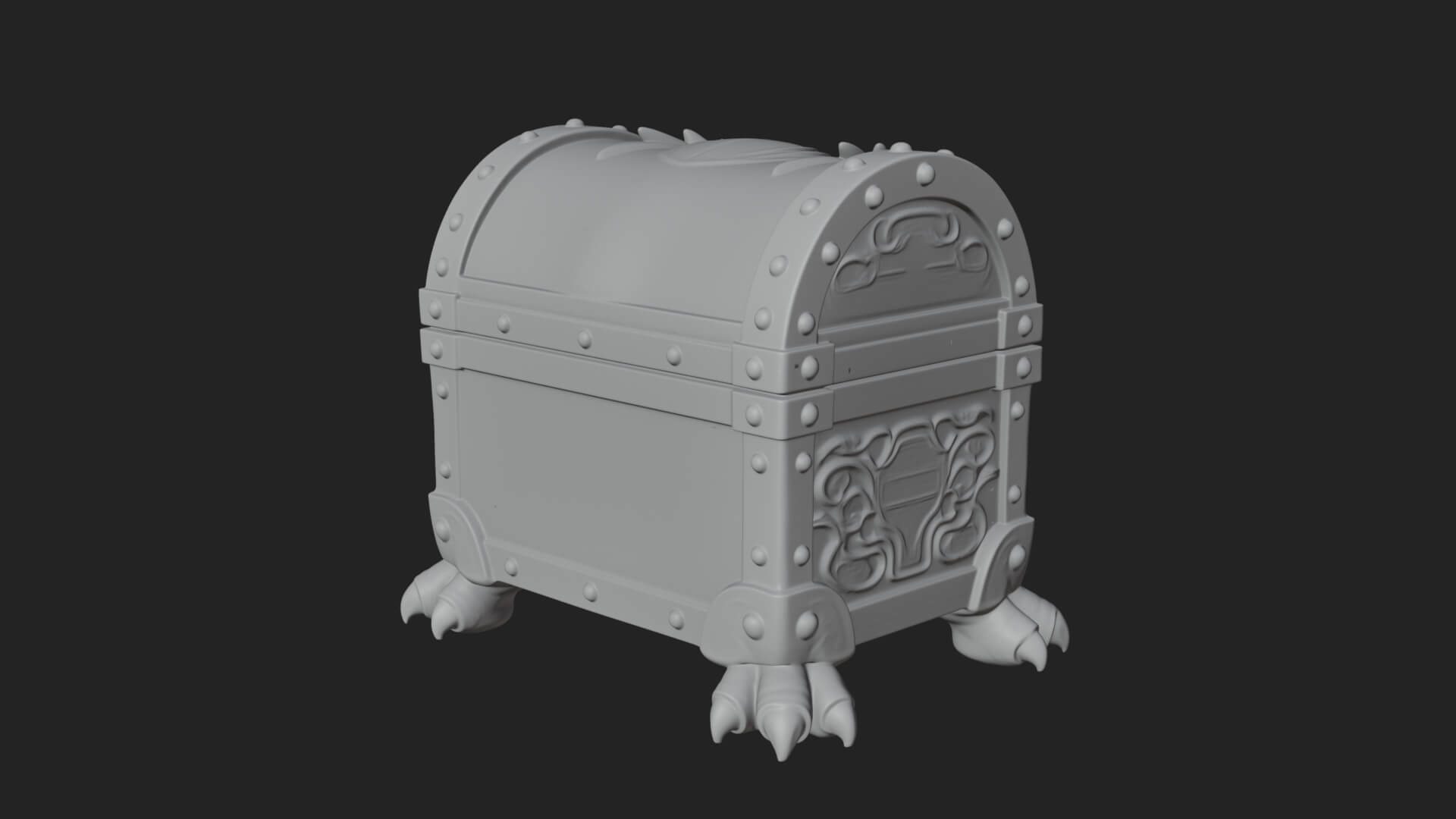 Fanged Mimic Chest Statue Design 4 3D Print Model 3D Model