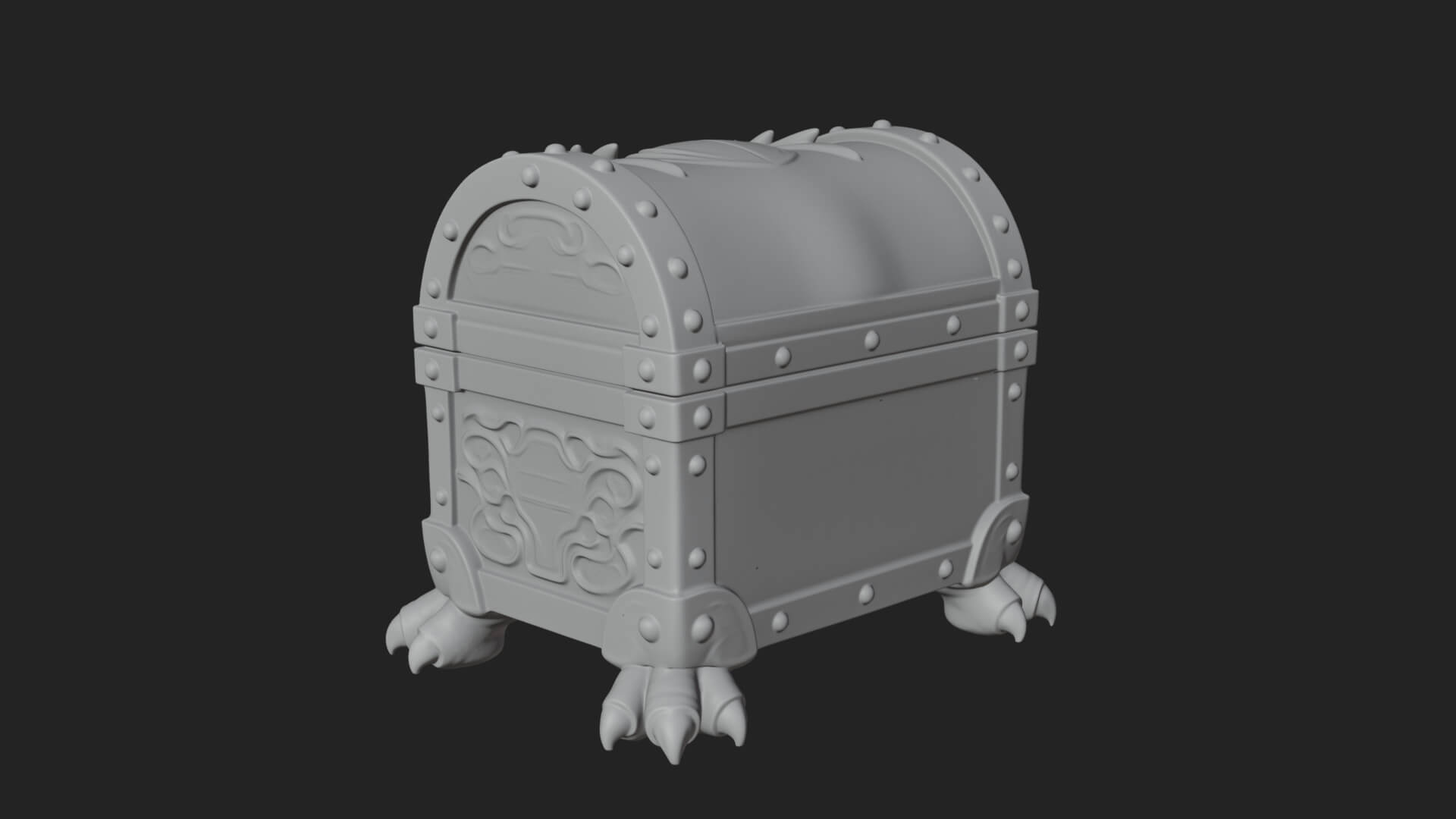 Fanged Mimic Chest Statue Design 4 3D Print Model 3D Model