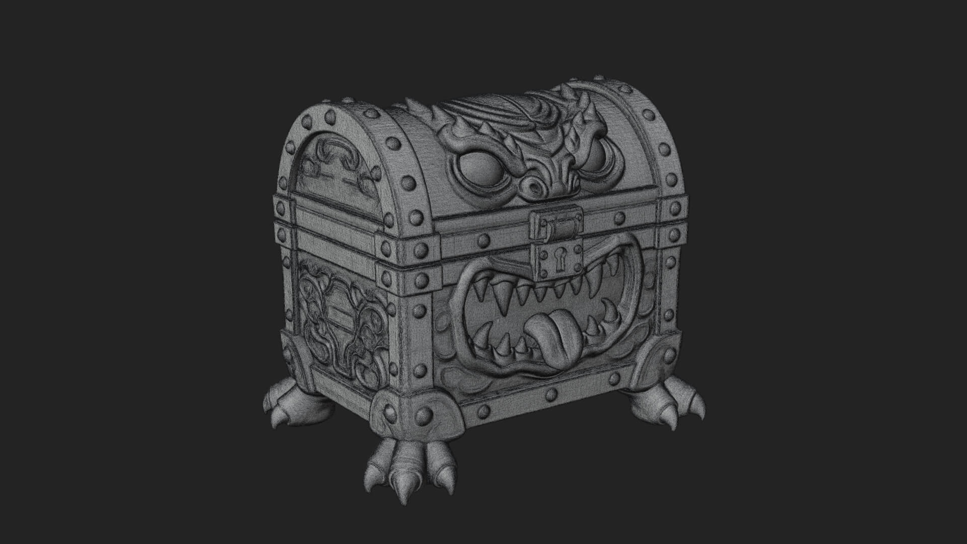 Fanged Mimic Chest Statue Design 4 3D Print Model 3D Model
