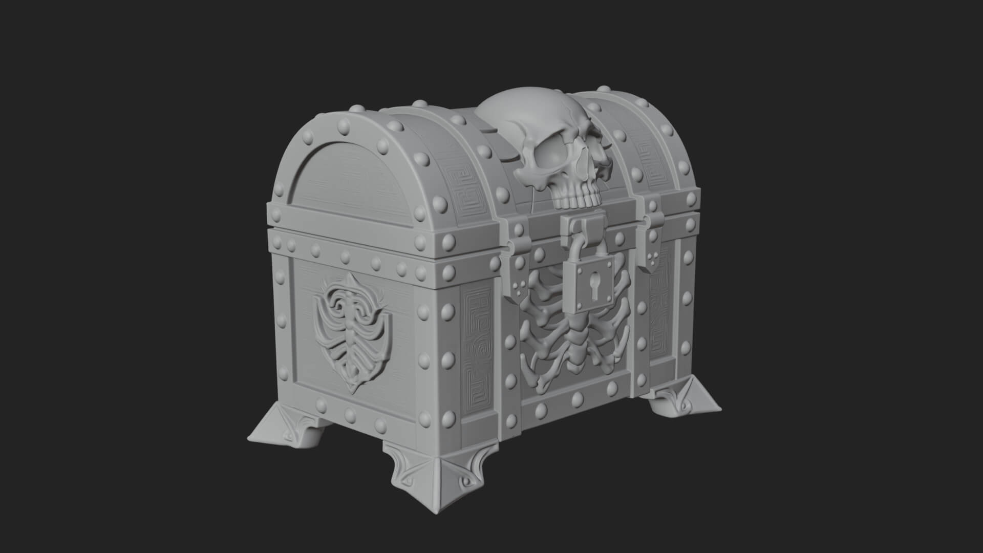 Fanged Mimic Chest Statue Design 5 3D Print Model 3D Model