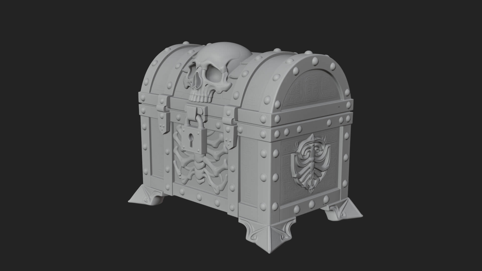 Fanged Mimic Chest Statue Design 5 3D Print Model 3D Model