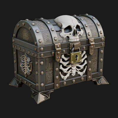 Fanged Mimic Chest Statue Design 5 3D Print Model