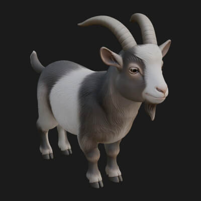 Farm Goat Statue Design 1 3D Print Model