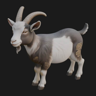 Farm Goat Statue Design 2 3D Print Model
