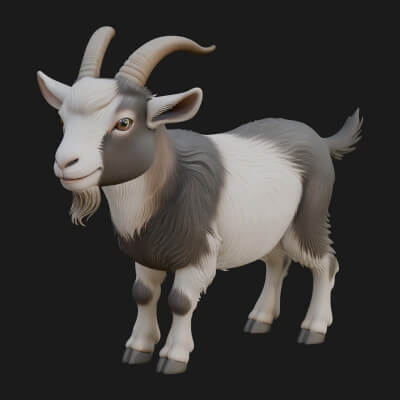 Farm Goat Statue Design 3 3D Print Model