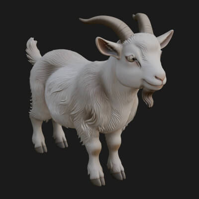 Farm Goat Statue Design 4 3D Print Model