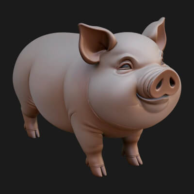 Farm Pig Statue Design 1 3D Print Model