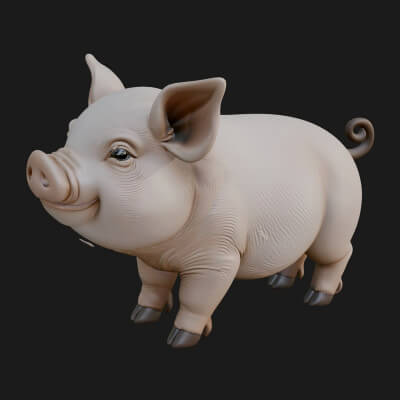 Farm Pig Statue Design 2 3D Print Model