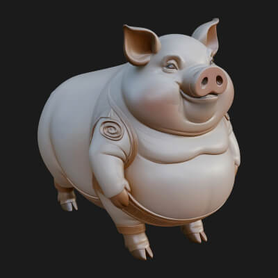 Farm Pig Statue Design 3 3D Print Model