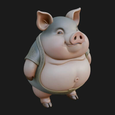 Farm Pig Statue Design 4 3D Print Model