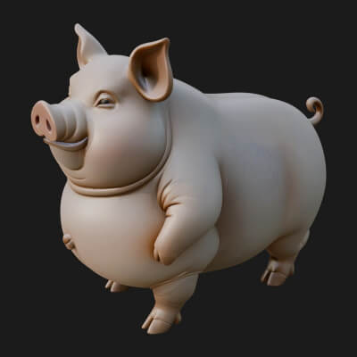 Farm Pig Statue Design 5 3D Print Model