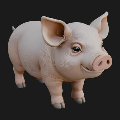 Farm Pig Statue Design 6 3D Print Model