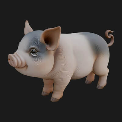 Farm Pig Statue Design 7 3D Print Model